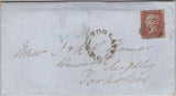 134448 1855 MAIL LONDON TO KEIGHLEY, YORKSHIRE WITH 'Brick-Lane' RECEIVERS HAND STAMP (L514/BRIC14c).