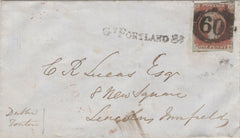134456 1849 MAIL USED IN LONDON WITH 'GT PORTLAND ST' RECEIVERS HAND STAMP (L514/GTPO16).