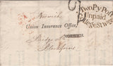 134458 1817 MAIL USED IN LONDON WITH 'TwoPyPoft/Unpaid/CollegeSt Wmr' RECEIVERS HAND STAMP (L501).