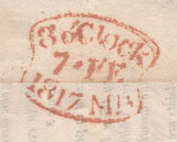 134458 1817 MAIL USED IN LONDON WITH 'TwoPyPoft/Unpaid/CollegeSt Wmr' RECEIVERS HAND STAMP (L501).