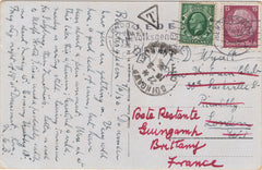 134464 1936 MAIL GERMANY TO LONDON RE-DIRECTED TO FRANCE WITH GERMAN AND BRITISH STAMPS.