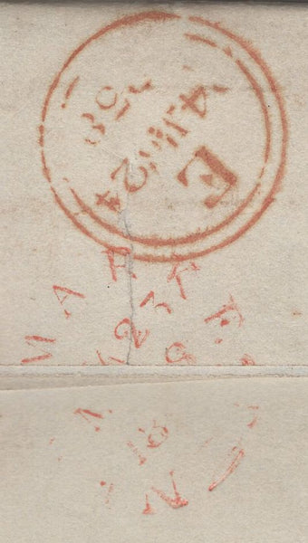 134487 1838 MAIL DALHAM HALL, SUFFOLK TO LONDON WITH 'Newmarket/Penny Post' HAND STAMP (SK286).
