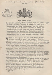 134510 1894 ACT 'FOR CONFERRING FURTHER POWERS UPON THE GREAT WESTERN RAILWAY COMPANY... AMALGAMATING THE TIVERTON AND NORTH DEVON AND THE OLDBURY RAILWAY COMPANIES WITH THE GREAT WESTERN RAILWAY COMPANY...'.