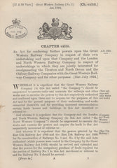 134510 1894 ACT 'FOR CONFERRING FURTHER POWERS UPON THE GREAT WESTERN RAILWAY COMPANY... AMALGAMATING THE TIVERTON AND NORTH DEVON AND THE OLDBURY RAILWAY COMPANIES WITH THE GREAT WESTERN RAILWAY COMPANY...'.