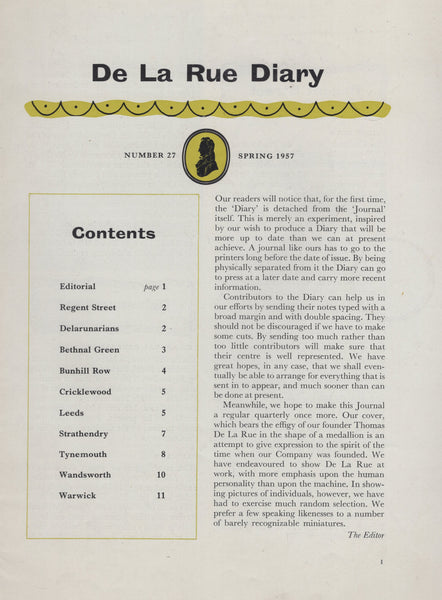 134515 1961-1962 CORRESPONDENCE/SKETCHES FOR PROPOSED 'STICKER' IN FORMAT OF A POSTAGE STAMP TO CELEBRATE 150 YEARS OF DE LA RUE.