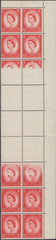 134519 1955 2½D WILDING (SG544) UPPER RIGHT CORNER MARGINAL BLOCK OF 18, MAJOR DRY PRINT AFFECTING 10 STAMPS.