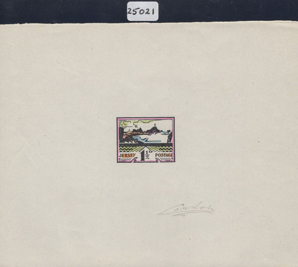 134523 1943-1944 'JERSEY VIEWS' ½D - 3D PROOFS IN BLACK (SIX) SIGNED BY THE DESIGNER 'CORTOT'.
