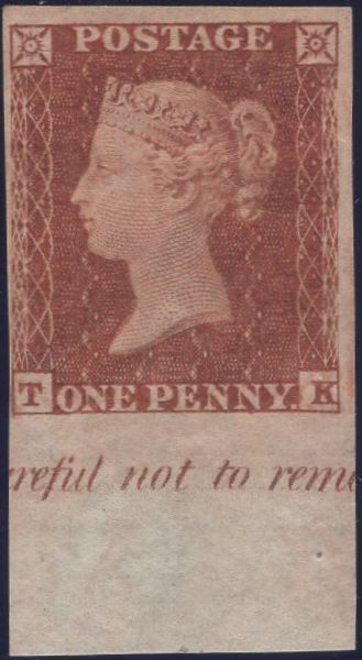 134532 1854 DIE 1 1D PL.197 IMPRIMATUR LETTERED TK.