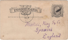 134621 1882 US 1C GREY POSTAL CARD TO 'WHITFIELD KING AND CO', STAMP DEALERS, IPSWICH.