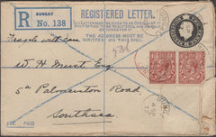 134623 1922 'FRAGILE' REGISTERED MAIL BUNGAY, SUFFOLK TO SOUTHSEA.