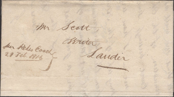 134640 1816 PRIVATE POST KELSO TO LAUDER WIH MANUSCRIPT 'per Kelso Coach 28 Feb 1816'.
