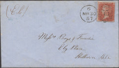 134648 1857 MAIL USED IN LONDON WITH 'King-William-St' RECEIVERS HAND STAMP (L514/KINGWS16b).