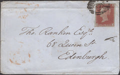 134656 1850 MAIL LONDON TO EDINBURGH WITH 'Cable-ST' RECEIVERS HAND STAMP (L514).