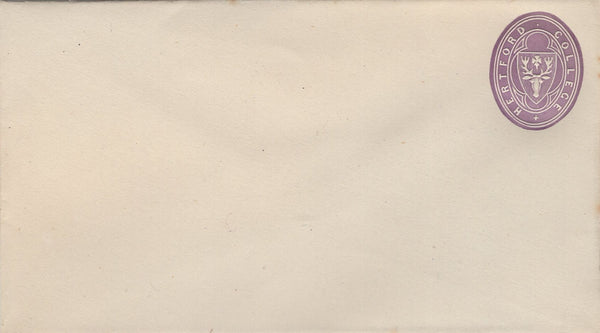 134803 1876 HERTFORD COLLEGE, OXFORD ½D MAUVE EMBOSSED ENVELOPE, 108 X 60.