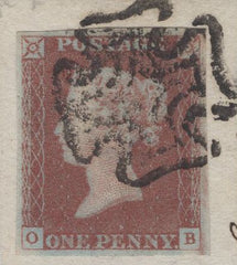 134873 1841 1D RED PL.2 (SG7)(OB) ON SMALL PIECE.