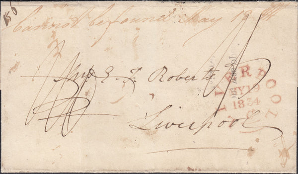 24282 - 1834 MAIL CHARD TO LIVERPOOL WITH INITIALS OF 21 POSTMEN FROM ATTEMPTED DELIVERY/'CHARD' UDC' (SO356).NITIALS 1834 wrapper C...
