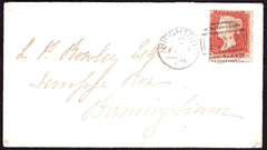 24495 - 1854 1d star (SG 17) VERY LATE USAGE IN 1868 ON COVER. 1868...