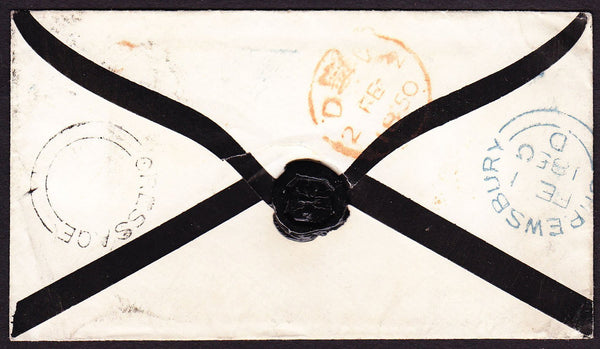 28708 - 1850 SHROPS/'CRESSAGE' UDC. Mourning envelope to Lond...