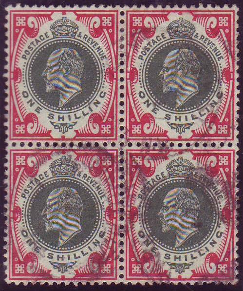 29932 - 1912 1/- green and carmine (SG 314). A good used blo...