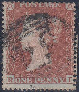 31339 - PL.169(RI)(SG17). Good used 1854 Die 1 1d pl.169 S.C.16 (SG17)