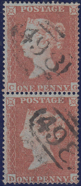 31417 - Pl. 167(CG DG)(SG17). A fine used vertical pair 1854 Die 1 pl. 167 lettered CG DG, cancelled