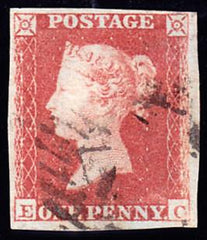 31456 - Pl. 169 (EC)(SG8). Used 1853 1d pl.169 (SG8) lettered EC