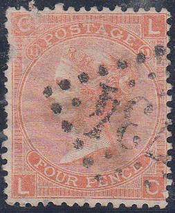 32335 - 1869 4d dull vermilion plate 11 (SG 93). A used ex...