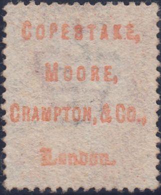 37764 - COPESTAKE MOORE UNDERPRINT/PL. 185(KE)(SG43 SPEC PP23). Fine used 1875 1d pl.