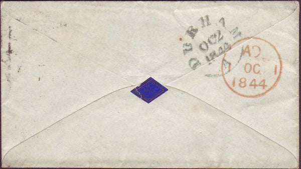 39781 - WAFER SEAL. 1844 envelope London to Durham with cu...