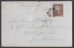 40954 - Pl.73(JC)(SG8). 1848 envelope London to Sheffield ...