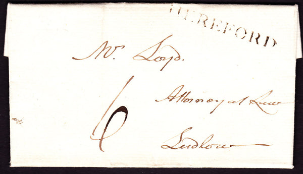 41250 - 1798 HEREFORDSHIRE/'HEREFORD' HAND STAMP (HF122). Wrapper Hereford to Shropshire with good stri...