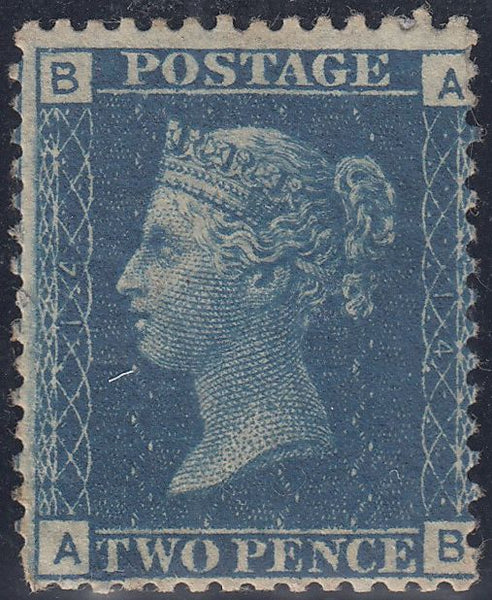 44795 - 1871 2d blue plate 14 (AB)(SG 47). A good large pa...