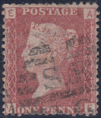 45534 - 1872 LONDON 'SE16' CANCELLATION WITH SPLIT AT TOP. 1872 1d pl...