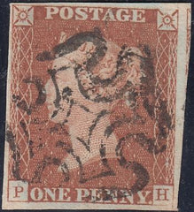 45878 1842 1D PL.27 (SG8)(PH). Fine used 1842 1d pl. 27 (SG8) lettered PH