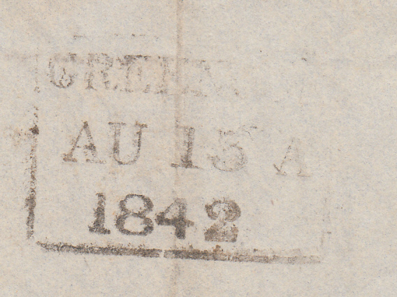 46400 - 1842 GREENOCK DISTINCTIVE MALTESE CROSS ON COVER (SPEC. B1th)/PL.23(QF)(SG8).