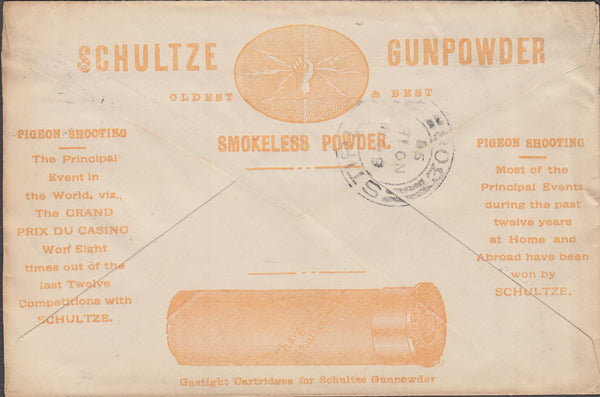 46447 - 'SCHULTZE GUNPOWDER' ADVERTISING ENVELOPE. 1898 en...