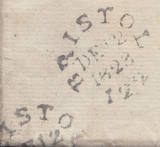 46560 1823 MAIL BRISTOL TO PLYMOUTH WITH BRISTOL 'TOO LATE' HAND STAMP (BS186).