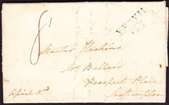 46574 - SOMERSET. 1818 letter Yeovil to Southampton with f...
