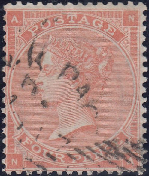 46709 - 1862 4d pale red (SG 80). Good to fine used exampl...