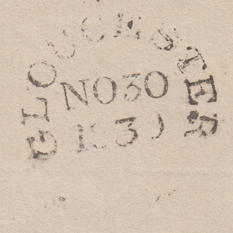 46919 1830 MAIL GLOUCESTER TO LUDLOW WITH 'PAID AT GLOUCESTER' HAND STAMP (GL406).