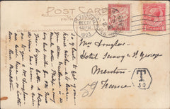 47343 - 1923 UNDERPAID MAIL PLYMOUTH TO MENTON, FRANCE.