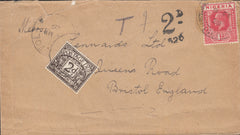 47346 - 1929 UNDERPAID MAIL NIGERIA TO BRISTOL. 1929 envelope, roughly opened, from N...