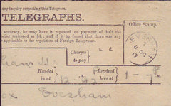 48028 - TELEGRAM AND TELEGRAPH FORM/WARWICKSHIRE/WORCESTER...