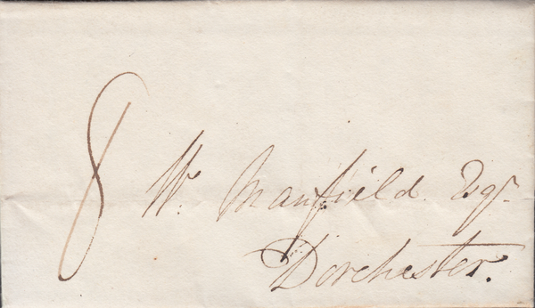 48063 - DORSET/'SHERBORNE 119' MILEAGE MARK (DT515). Undated letter Sherborne to Dorchester wit...