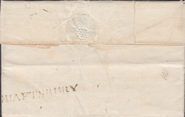 48135 - 1809 DORSET/'SHAFTSBURY' HAND STAMP (DT436). Letter Sherston to Sherborne with goo...
