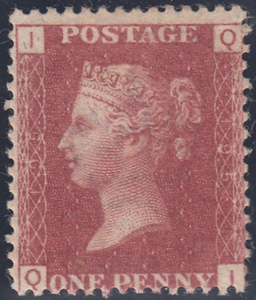 48486 - PL. 195 (QI)(SG43). A good large part o.g. 1876 1d plate 195 (SG 43) lettered QI.