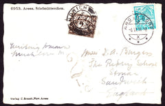 49319 - 1936 UNDERPAID MAIL SWITZERLAND TO KENT.  Post card Arosadorf, Switzerland...