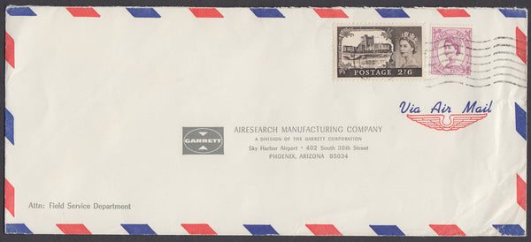 50156 CIRCA 1960 MAIL UK TO ARIZONA, USA WITH 2/6D CASTLE.