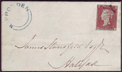 50239 - YORKS/RIPPONDEN UDC IN BLUE/PLATE 66 'RI' RE-ENTRY (SG8). 1847 letter from Ripponden, Yo...