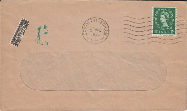 50354 - 1956 2D POSTAGE DUE BISECTS USED ON COVERS (3) WITHIN LONDON. Three examples of the 1956 2d...